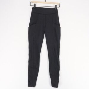 Lululemon Soft Sueded Tight Womens 6 Black Heather High Rise Side Pockets